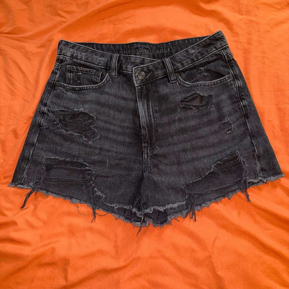 American Eagle Outfitters Black Distressed Jean Shorts